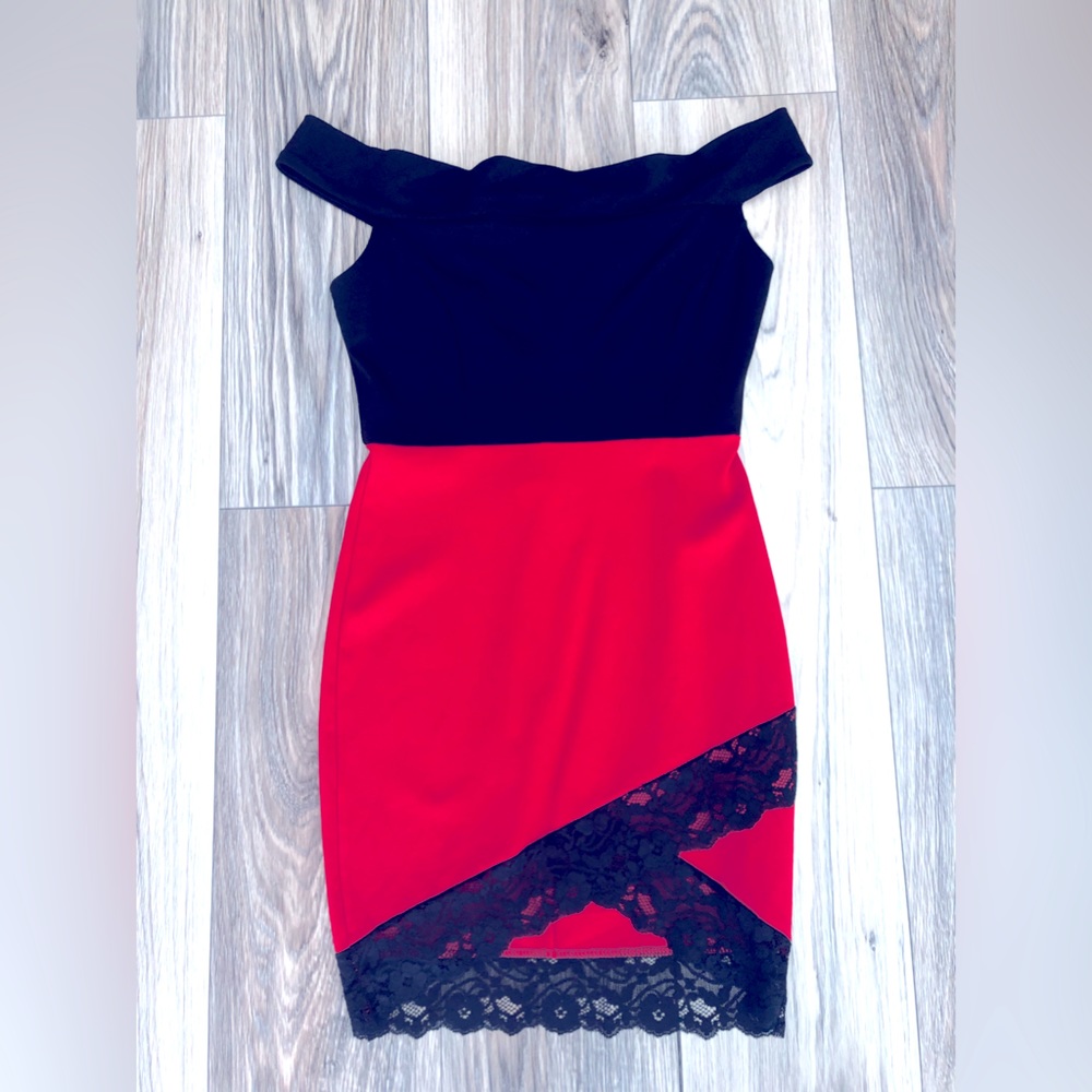 Sexy black and red lace fashion nova dress.